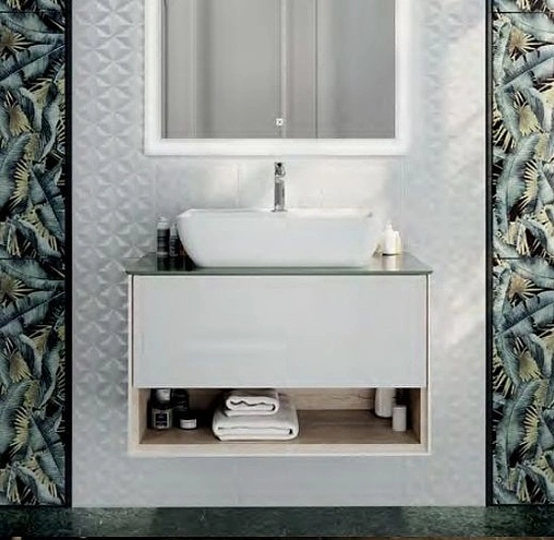 Тумба-умывальник подвесная Kerama Marazzi Plaza Modern 80 белый/дуб орегон PL.M.80.1\WHT+PL.wbi.55.1+