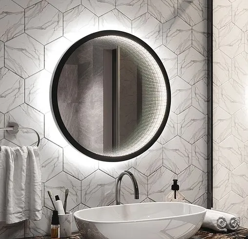 Зеркало с подсветкой Continent Infiniti Black Led 60 с датчиком движения чёрный ЗЛП3017