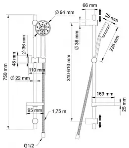 Душевая стойка Swedbe Calypso хром 5080 Душевая стойка Swedbe Calypso хром 5080, 2