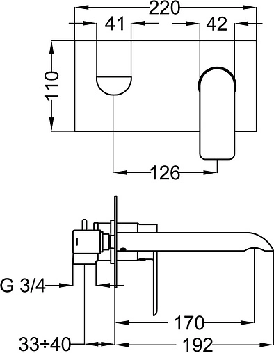 Смеситель для раковины из стены Cezares Furore хром FURORE-BLS2-01-W0