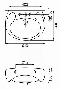 Раковина Cersanit Eko E 50 B белый S-UM-E50/1-w Раковина Cersanit Eko E 50 B белый S-UM-E50/1-w, 2