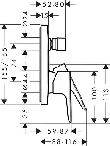 Смеситель для ванны скрытого монтажа Hansgrohe Talis E хром 71745000 Смеситель для ванны скрытого монтажа Hansgrohe Talis E хром 71745000, 2