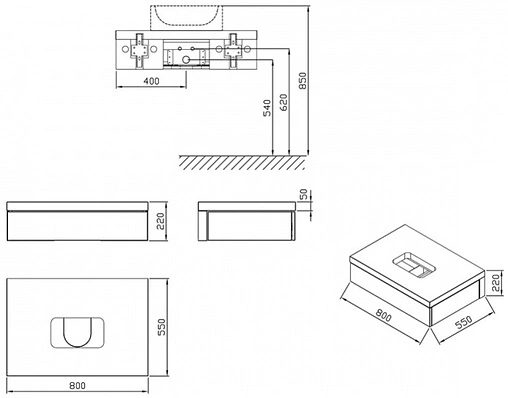 Тумба под умывальник подвесная Ravak SD Formy 80 орех X000001035