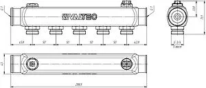 Коллектор распределительный проходной 5 отводов 1"в/в x ¾"ек Valtec VTc.505.SS.060505 Коллектор распределительный проходной 5 отводов 1"в/в x ¾"ек Valtec VTc.505.SS.060505, 2