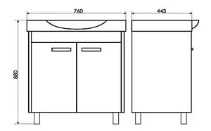 Тумба-умывальник напольная Comforty Лион 76 белый/сосна лоредо, 2