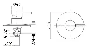 Смеситель для душа скрытого монтажа Paffoni Light хром LIG011CR Смеситель для душа скрытого монтажа Paffoni Light хром LIG011CR, 2