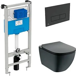 Комплект 5 в 1 Ideal Standard Tesi AquaBlade T3868V3/121A6 с кнопкой черный матовый, 1