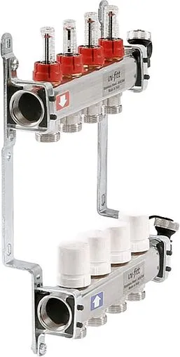 Группа коллекторная с расходомерами 4 отвода 1&quot;в/в x ¾&quot;ек Uni-fitt 450I4304