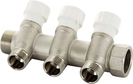 Коллектор регулирующий проходной 3 отвода ¾"в/н x ½"к Uni-fitt 400N3230 Коллектор регулирующий проходной 3 отвода ¾"в/н x ½"к Uni-fitt 400N3230