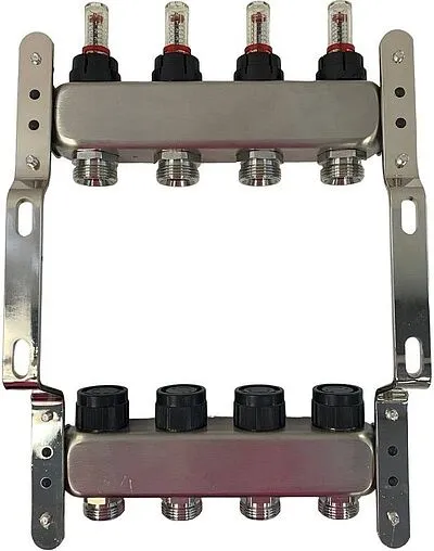 Группа коллекторная с расходомерами 4 отвода 1&quot;в/в x ¾&quot;ек WAAG WG.589.0604