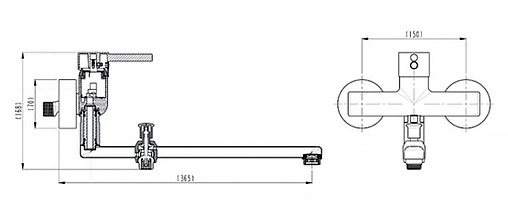 Смеситель для ванны с длинным изливом VitrA Minimax S хром A42037EXP