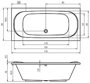 Ванна акриловая Riho TAURUS 170x80 BC0700500000000, 3