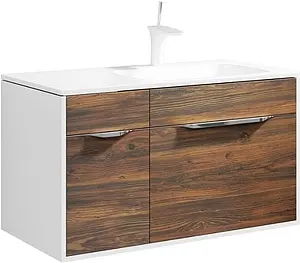 Тумба под умывальник подвесная Aqwella Malaga 100 крафт тёмный/белый Mal.01.09/R/CD, 1
