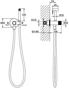 Гигиенический душ со смесителем Aquatek Бетта чёрный матовый AQ1023MB, 2