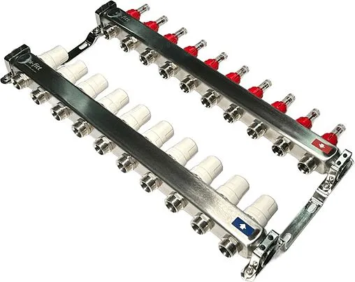 Группа коллекторная с расходомерами 10 отводов 1&quot;в/в x ¾&quot;ек Uni-fitt OPTIMAL 450B4310.RU