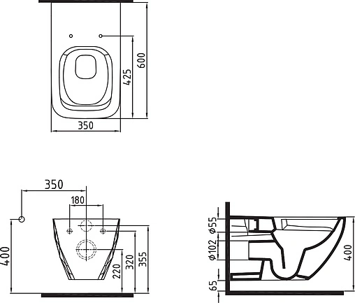 Унитаз подвесной безободковый Bien Kristal белый KRKA060N1VP0W3000