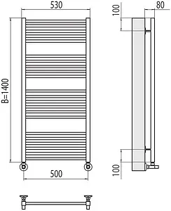 Полотенцесушитель водяной лесенка Terminus Сицилия П22 500х1400 полированная сталь 4670078530820, 2