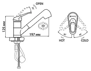 Смеситель для кухни с выдвижным изливом Omoikiri Takayama-S хром 4994156, 2