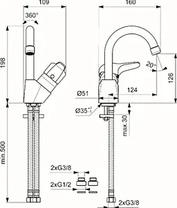Смеситель для раковины Vidima Next хром BA367AA, 2