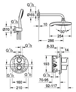 Душевая система с термостатом для душа Grohe Grohtherm 2000 хром 34283001 Душевая система с термостатом для душа Grohe Grohtherm 2000 хром 34283001, 2