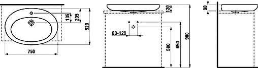 Раковина Laufen Alessi One 75 c покрытием LCC белый 8.1897.2.400.104.1