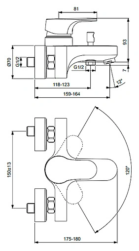 Смеситель для ванны Vidima One хром BA086AA