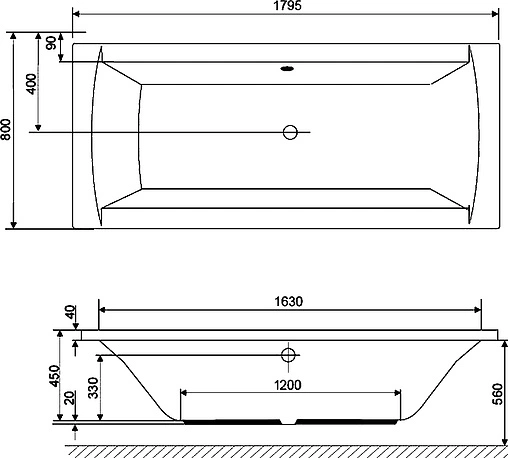 Ванна акриловая Am.Pm Admire 180x80 W1AA-180-080W-A