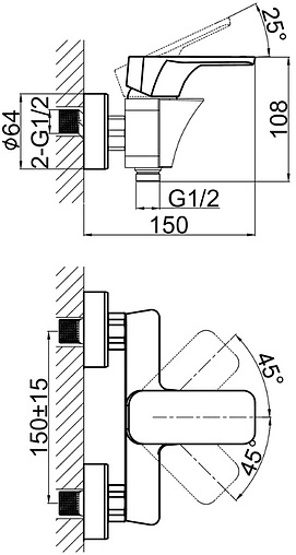 Смеситель для душа D&amp;K Berlin Kunste оранжевый/хром DA1433113