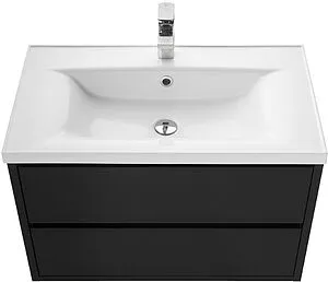 Тумба-умывальник подвесная Aquaton Римини 80 чёрный глянец 1A226701RN950+ Тумба-умывальник подвесная Aquaton Римини 80 чёрный глянец 1A226701RN950+, 3