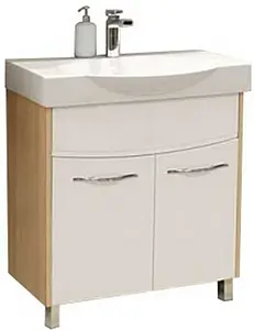 Тумба-умывальник напольная Aquaton Инфинити 76 H белый/ясень коимбра 1A1967K1IFSC0, 1