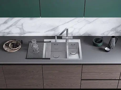 Мойка кухонная Omoikiri Akisame 60-2-IN-L нержавеющая сталь 4993775