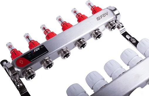 Группа коллекторная с расходомерами 6 отводов 1&quot;в/в x ¾&quot;ек FDV S1101A-1/6