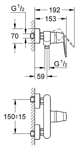 Смеситель для душа Grohe Eurosmart Cosmopolitan хром 32837000