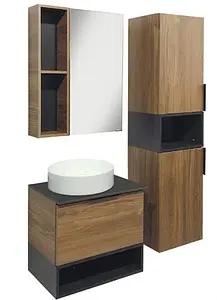 Тумба-умывальник подвесная Comforty Штутгарт 60 дуб тёмно-коричневый/чёрный 00-00001698CF, 5
