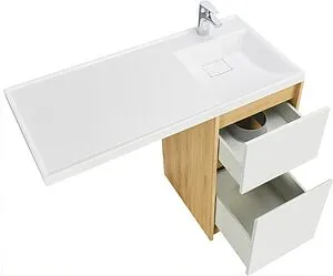 Тумба-умывальник напольная над стиральной машиной Aquaton Лондри 105 R дуб сантана/белый 1A2670K2LH0C0+, 5