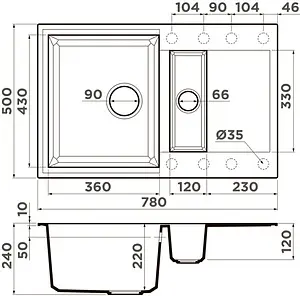 Мойка кухонная Omoikiri Sakaime 78-2-DC темный шоколад 4993198, 2
