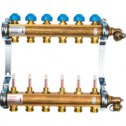 Группа коллекторная с расходомерами 6 отводов 1&quot;в/в x ¾&quot;ек WATTS 10004200