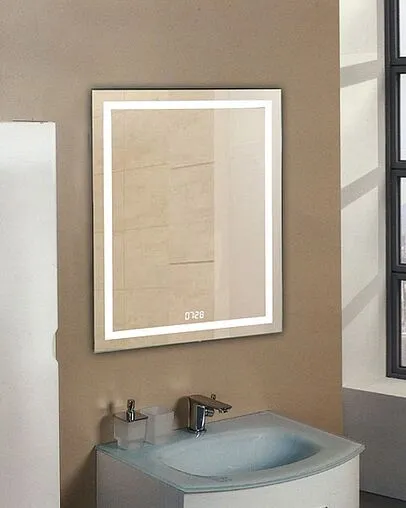 Зеркало с подсветкой Continent Verte Led 60x80 с часами, с датчиком движения белый ЗЛП478