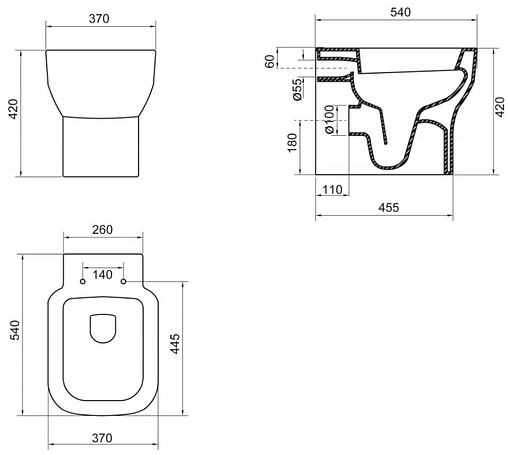 Унитаз приставной BelBagno Vaso белый BB127CB Унитаз приставной BelBagno Vaso белый BB127CB