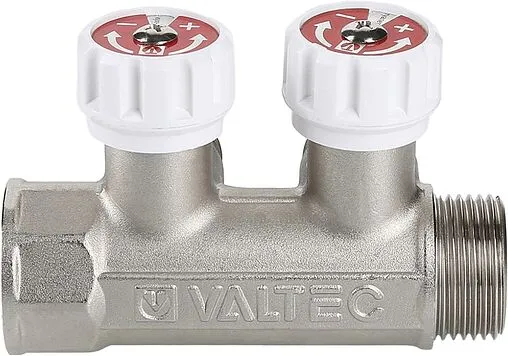 Коллектор регулирующий проходной 4 отвода 1&quot;в/н x ¾&quot;ек Valtec VTc.570.NE.0604