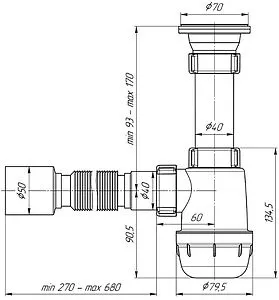 Сифон бутылочный для мойки Ани Пласт Грот A0110 Сифон бутылочный для мойки Ани Пласт Грот A0110, 2