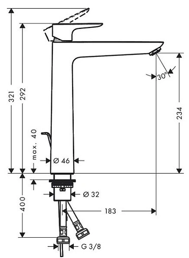 Смеситель для раковины Hansgrohe Talis E 240 шлифованная бронза 71716140