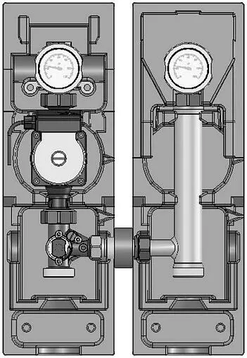 Насосный модуль с 3-х ходовым смесительным клапаном 1"в х 1½"н Meibes V-MK M66833.36WI с насосом Wilo PARA SC 25-7.0
