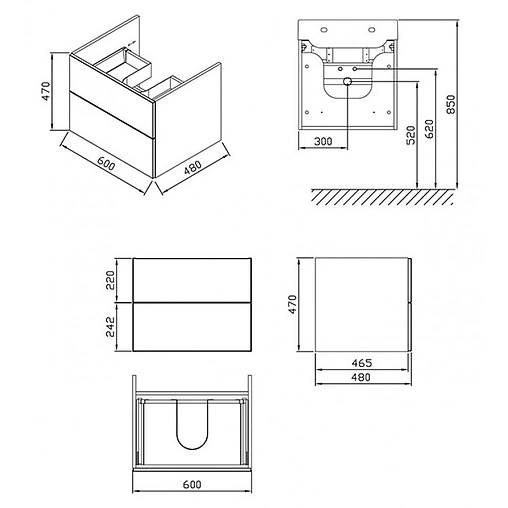 Тумба-умывальник подвесная Ravak SD Rosa II 60 белый X000000924+XJ201160000