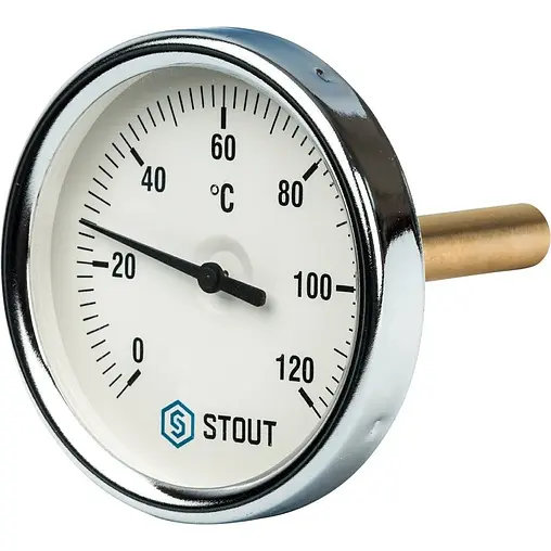 Термометр биметаллический Stout 80мм 120°С гильза 75мм ½&quot; SIM-0001-807515