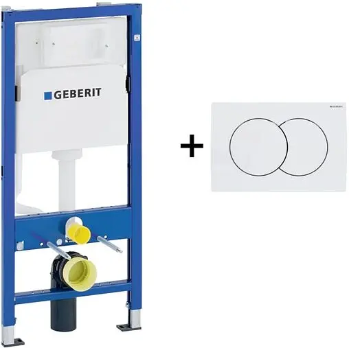 Инсталляция для подвесного унитаза Set 3 в 1 Geberit Duofix 458.133.11.2 с кнопкой Delta 12 белый глянцевый Инсталляция для подвесного унитаза Set 3 в 1 Geberit Duofix 458.133.11.2 с кнопкой Delta 12 белый глянцевый