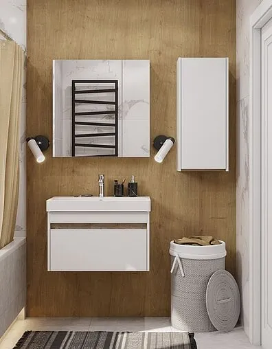 Тумба под умывальник подвесная Aquaton Марти 55 белый/ясень шимо 1A263201MY010