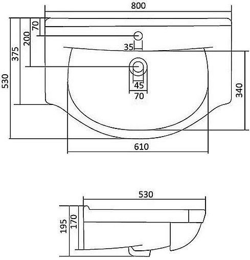 Раковина Aquanet Эльбрус 80 белый 00168864