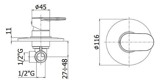 Смеситель для душа скрытого монтажа Paffoni Candy хром CA010CR