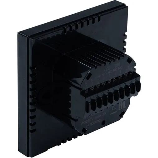 Проводной комнатный терморегулятор двухконтурный НО/НЗ 230В Valtec черный VT.AC634.B.0